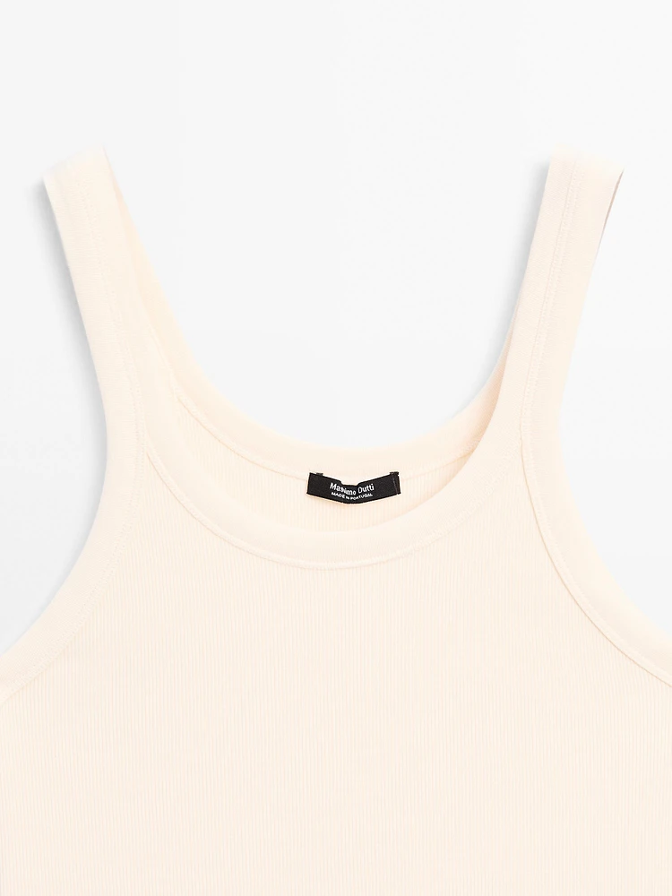 Cotton blend round neck top
