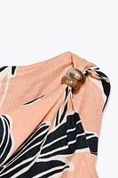 PRINTED LINEN BLEND MINI DRESS