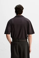 PLEATED COTTON-LINEN SHIRT