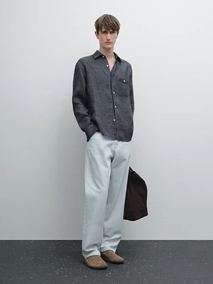 Surchemise regular fit lin délavé