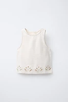 EMBROIDERED DENIM TOP