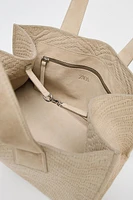 BRAIDED SPLIT LEATHER SHOPPER BAG
