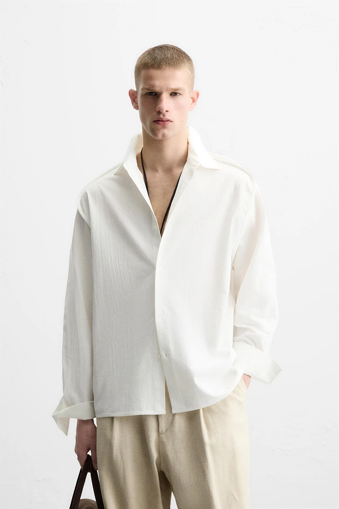 TEXTURED WEAVE SHIRT WITH PIPING