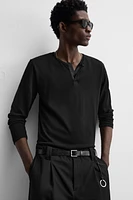 SEMI-SHEER T-SHIRT WITH FRONT OPENING
