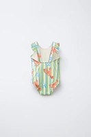 2-6 YEARS/ STRIPED AND LOBSTER PRINT SWIMSUIT