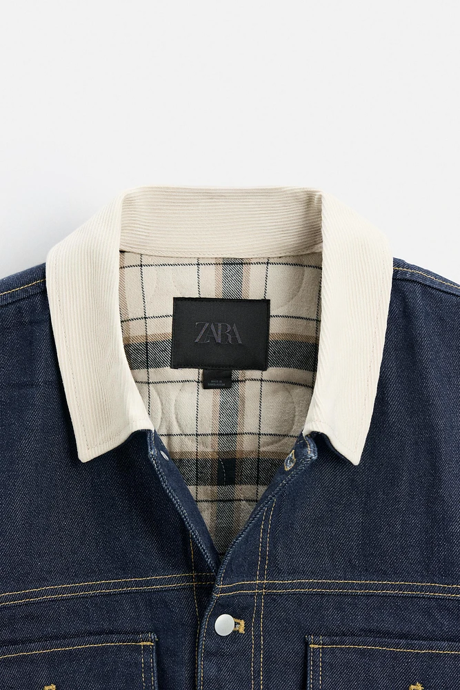 CONTRAST COLLAR DENIM JACKET