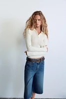 CABLE KNIT POLO TOP