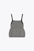 STRIPED KNIT PEPLUM TOP