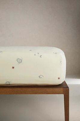 DRAP-HOUSSE ENFANT IMPRIMÉ MARIN