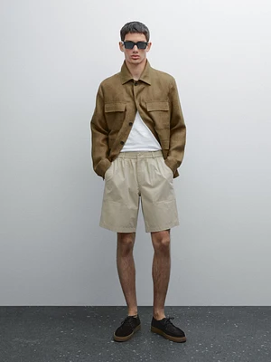 Cotton poplin carpenter Bermuda shorts