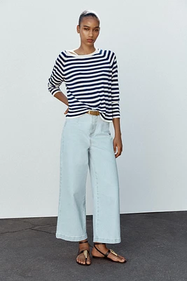 Z1975 BELTED HIGH RISE CROPPED WIDE LEG JEANS