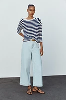 Z1975 BELTED HIGH RISE CROPPED WIDE LEG JEANS