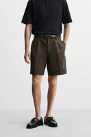 BERMUDA REGULAR FIT À PLIS