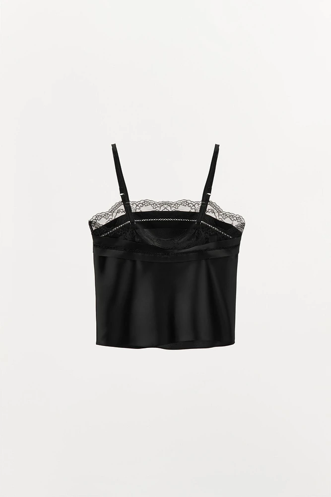 SATIN LACE ENTREDEUX TOP
