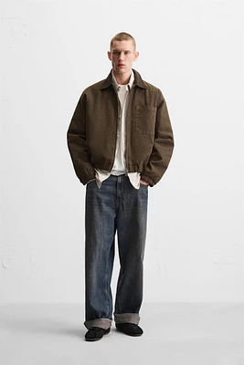 VESTE CANVAS COL EN MATIÈRES VARIÉES