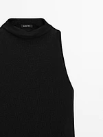 Metallic-effect halterneck top