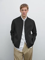 Double-layer wool blend bomber jacket