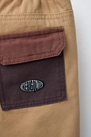 CONTRASTING POCKET TWILL SHORTS
