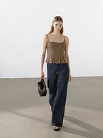 Flowing strappy linen blend top