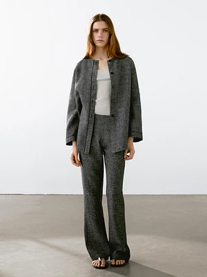 100% linen straight-leg trousers