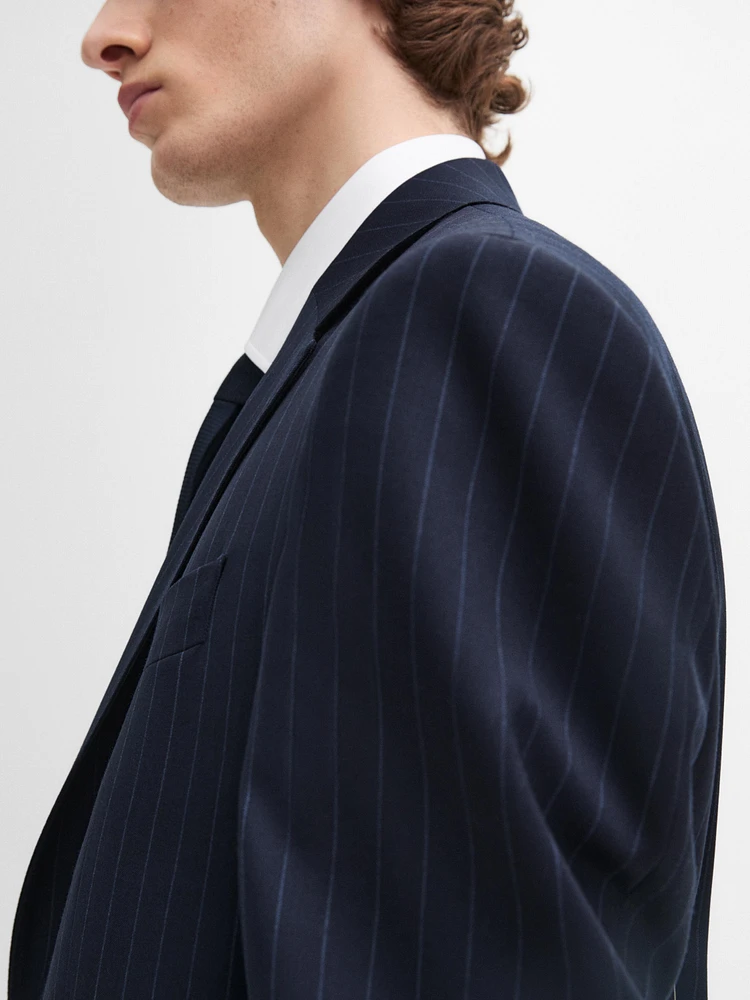 100% wool striped suit blazer