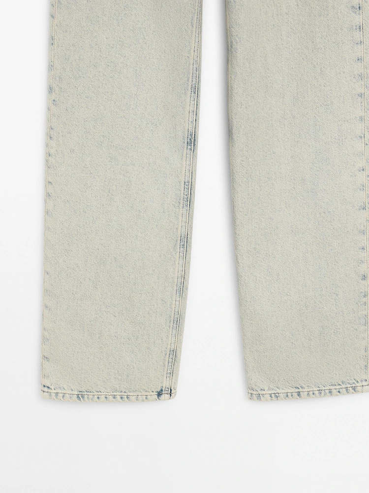 Faded mid-rise wide-leg jeans