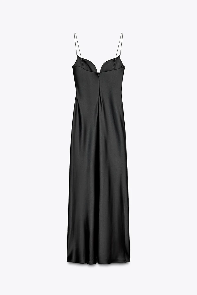 LONG SATIN EFFECT DRESS