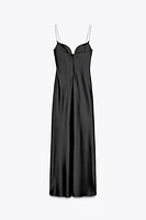 LONG SATIN EFFECT DRESS