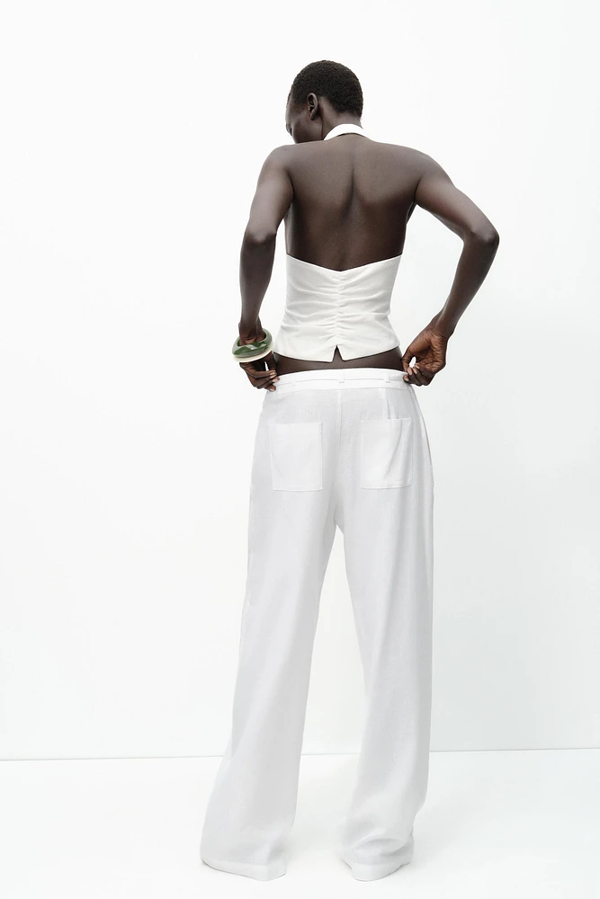PANTALON LARGE À BOUCLES AVEC LIN