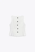 100% LINEN PEPLUM VEST ZW COLLECTION