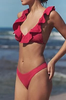 RUFFLED TRIANGLE BIKINI TOP