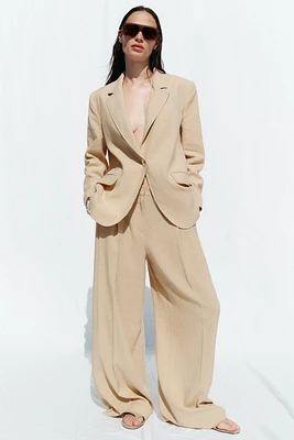 ONE-BUTTON LINEN BLAZER