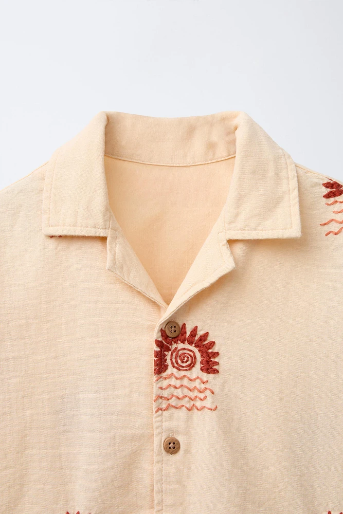 CHEMISE SOLEILS BRODÉS AVEC LIN