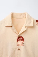 LINEN BLEND EMBROIDERED SUN SHIRT