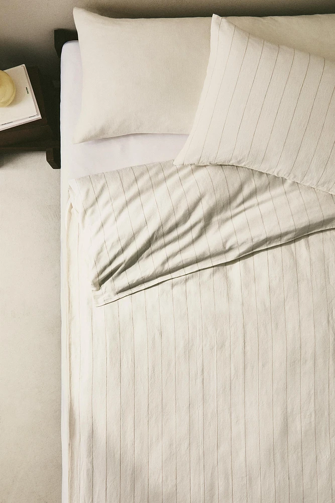 HOUSSE DE COUETTE LIN COTON RAYURES