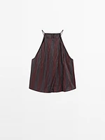 Striped flowing halter top