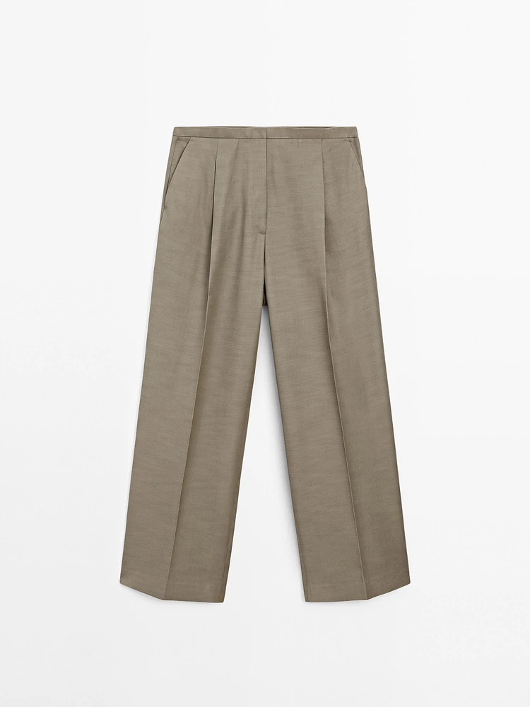 Darted trousers with thin waistband