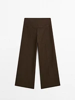 High-waist wide-leg linen trousers