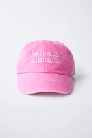 EMBROIDERED TEXT CAP