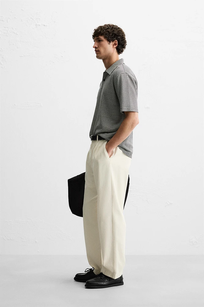 LINEN-COTTON STRIPED POLO SHIRT