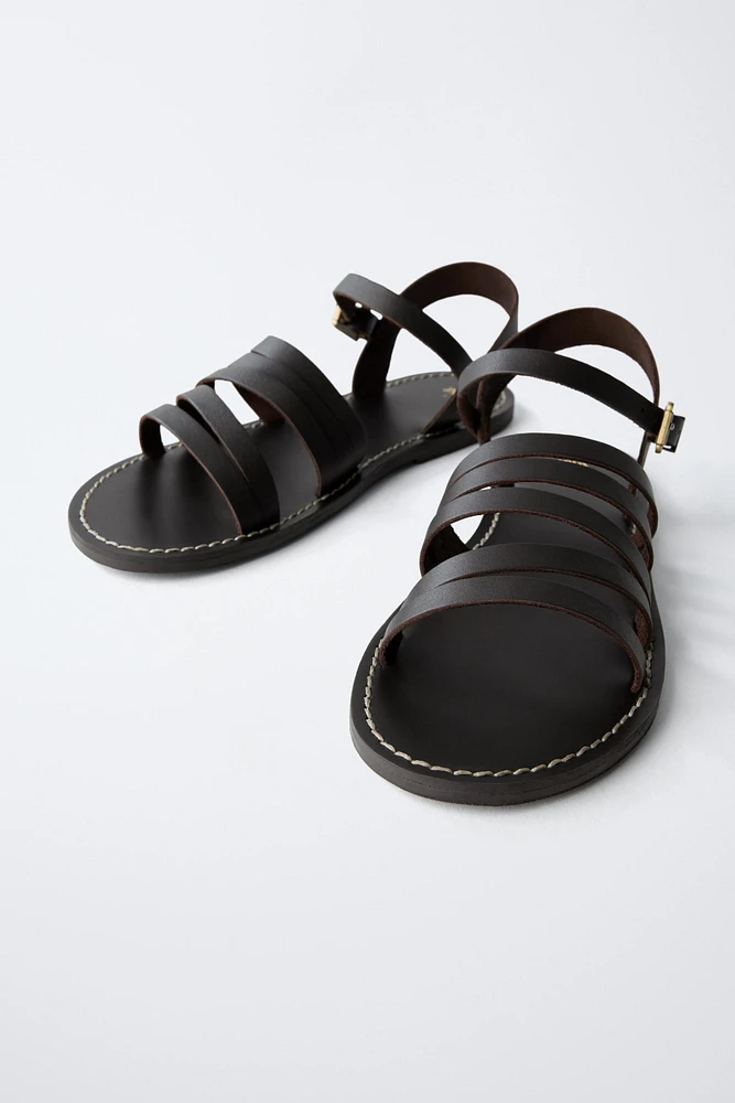 LEATHER STRAPPY SANDALS