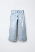 JEANS WIDE LEG À DÉCHIRURES