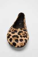 ANIMAL PRINT LEATHER BALLET FLATS