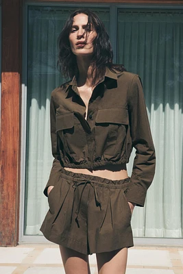 CROPPED SHIRT WITH POCKETS ZW COLLECTION