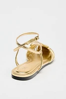 METALLIC STRAPPY FISHERMAN SANDALS