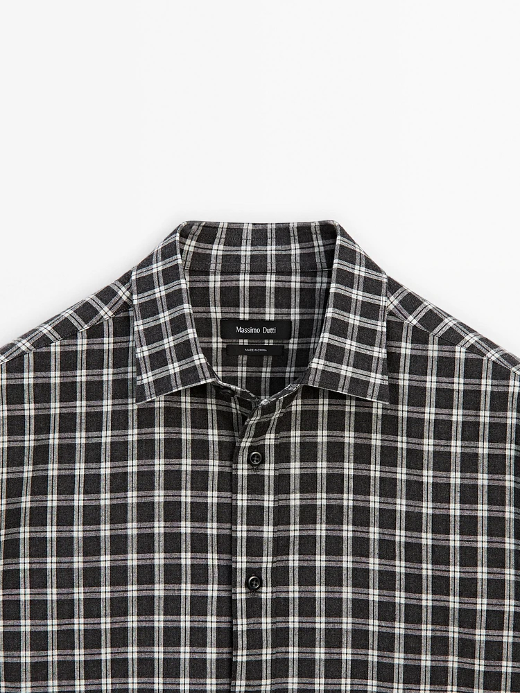 100% cotton melange check shirt