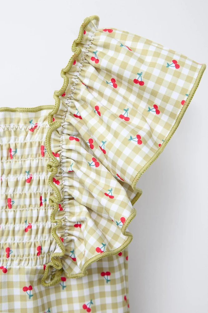1-6 YEARS/ GINGHAM CHECK CHERRY SWIMSUIT
