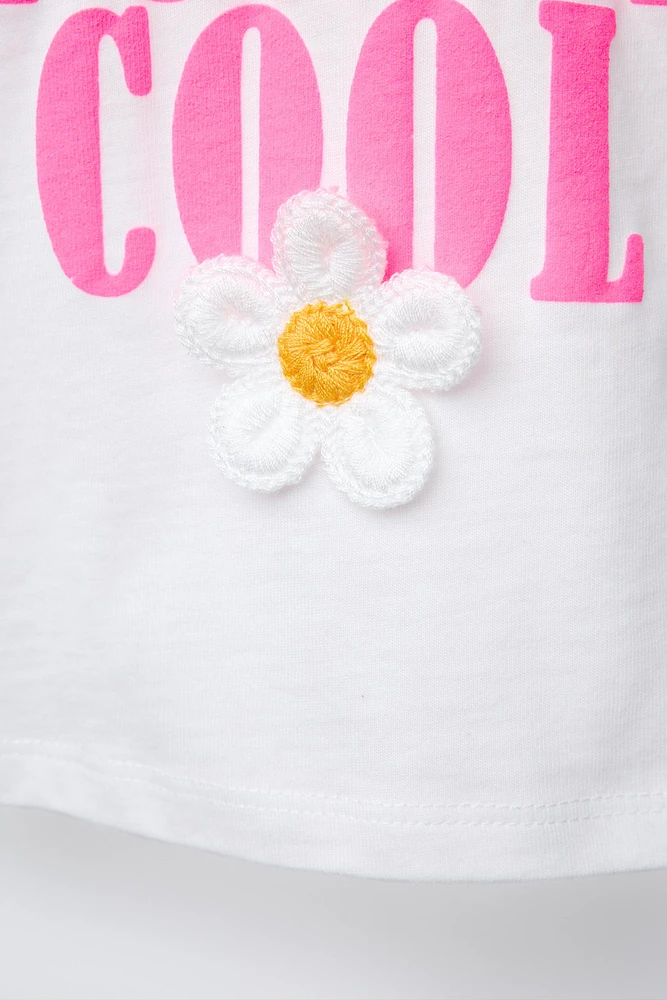 T-SHIRT À INSCRIPTION ET DÉCOR FLEURS