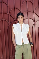 LACE INSERT RUFFLE BLOUSE