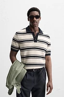 POLO EN MAILLE AVEC JACQUARD À RAYURES